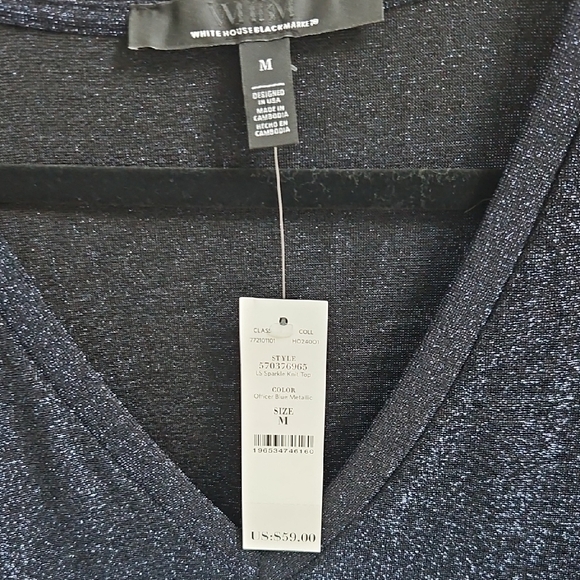 NWT White House‎ Black Market Women's Navy V-Neck Top - Picture 5 of 5